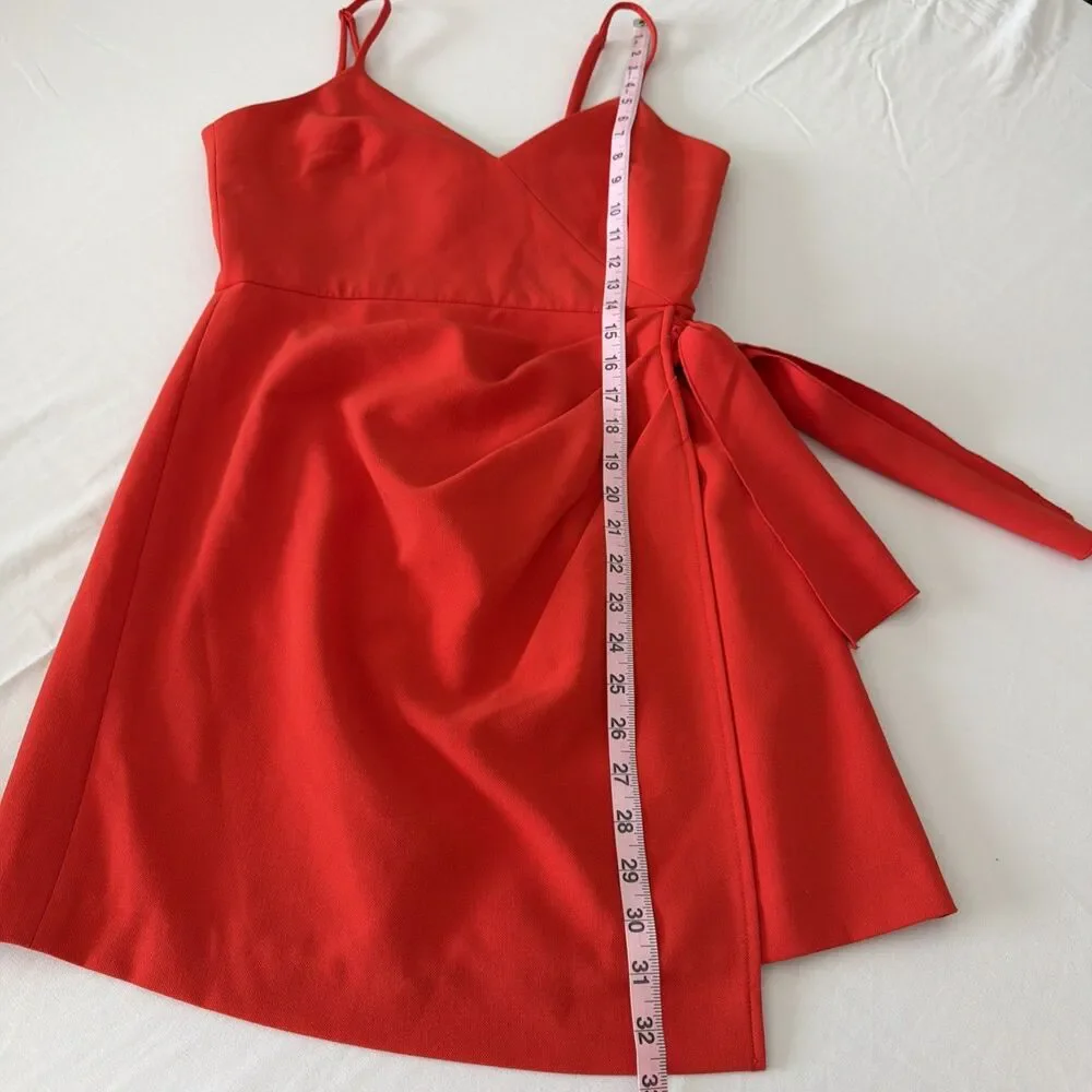 French Connection Womens Sz US 4 Whisper Faux Wrap Dress Red V-Neck Resort EUC - Picture 14 of 14